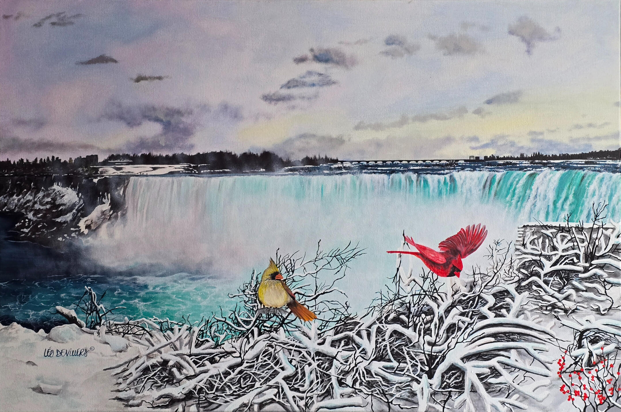 "Winter Falls", 24" x 36". Acrylic on canvas. $2000