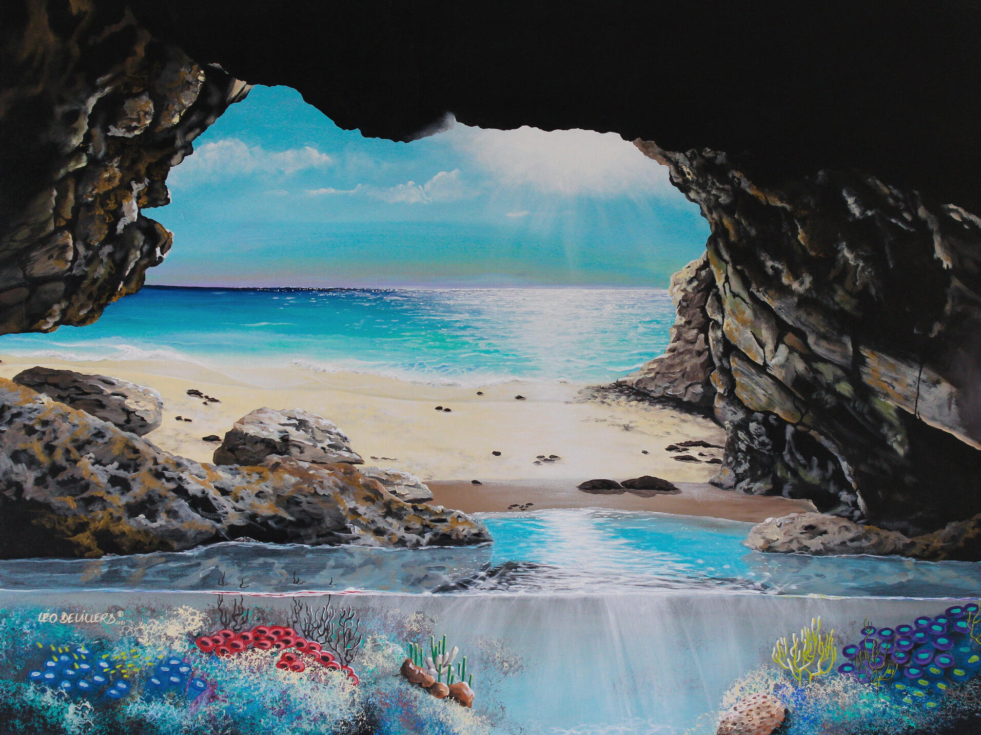 "The Caves", 35.5" x 47", Acrylic on canvas. $2500