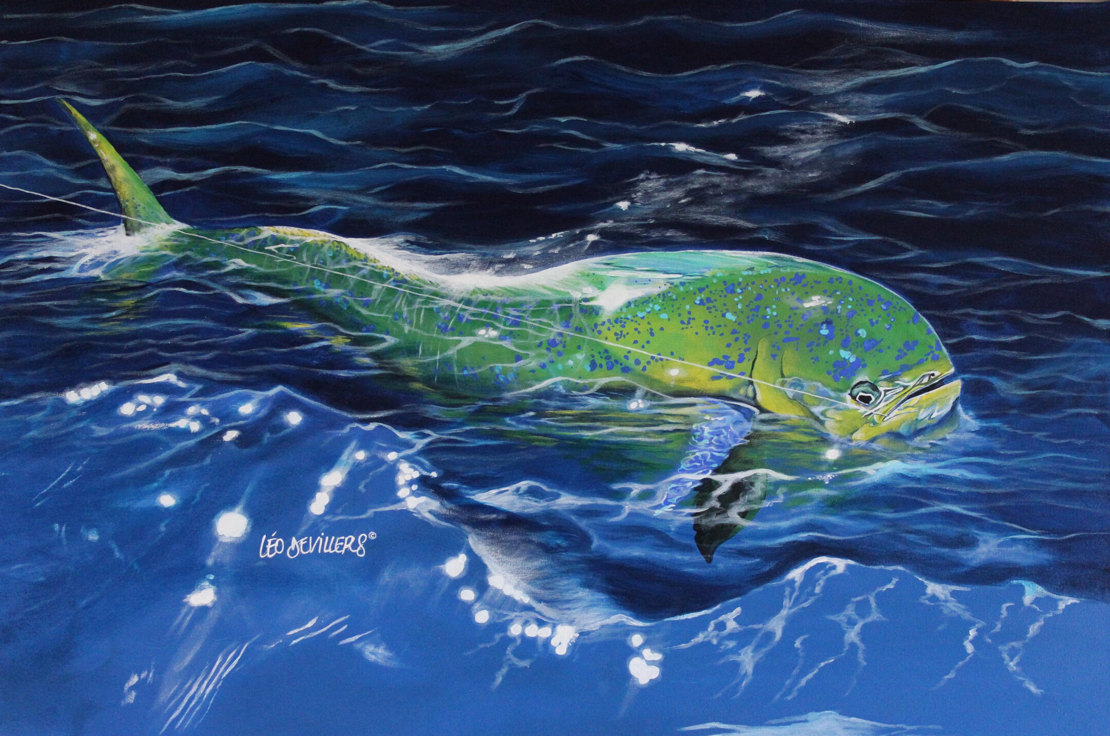 "Trolling Guest", 24" x 36". Acrylic on canvas. $2200